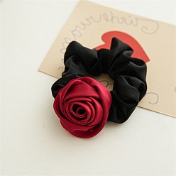 Red Rose Cloth Elastic Hair Accessories, for Girls or Women, Scrunchie/Scrunchy Hair Ties, Red, 100mm