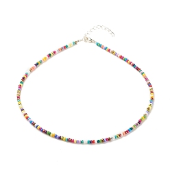 Colorful Glass Seed Beaded Necklace, Summer Jewelry for Women, Colorful, 15.94 inch(40.5cm)