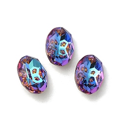 Sphinx Glass Rhinestone Cabochons, Point Back & Back Plated, Faceted, Oval, Sphinx, 14x10x5.5mm