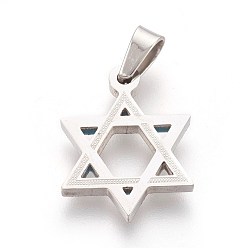 Stainless Steel Color 304 Stainless Steel Pendants, for Jewish, Star of David, Stainless Steel Color, 22x16.5x2mm, Hole: 4x5mm
