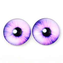 Medium Purple Glass Cabochons for DIY Projects, Half Round/Dome with Dragon Eye Pattern, Medium Purple, 10x3.5mm