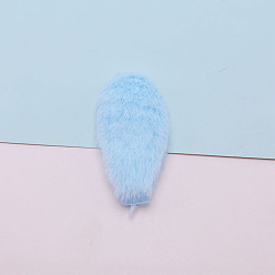 Bleu Ciel Clair Accessoires d'ornement en tissu avec oreilles de lapin en peluche mignonnes, accessoires pour cheveux, lumière bleu ciel, 60x30mm