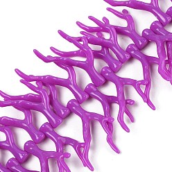 Средняя Орхидея Нити бусин из непрозрачного акрила, имитирующие кораллы, самородки, средне орхидеи, 46~48x34~35x7~8 мм, отверстие : 1.4 мм, около 50 шт / нитка, 18.50'' (47 см)