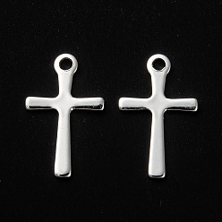 Silver 304 Stainless Steel Pendants, Cross, Silver, 16x9.5x0.8mm, Hole: 1.2mm