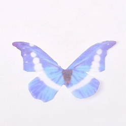 Blue Handmade Netting Fabric Woven Costume Accessories, Gradient Color, Butterfly, Blue, 50mm