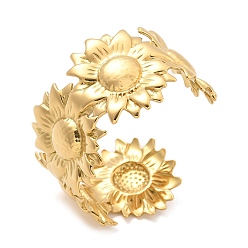 Настоящее золото 14K 304 женские браслеты-манжеты из нержавеющей стали, подсолнечник, ионное покрытие (ip), реальный 14 k позолоченный, внутренний диаметр: 2x2-1/8 дюйм (5x5.25 см)