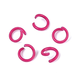 Темно-Розовый Открытые прыжковые кольца из окрашенного распылением железа, темно-розовыми, 18 датчик, 6~6.5x1 мм, внутренний диаметр: 4~4.5 мм, Около 11111 шт / 1000 г
