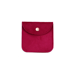 Dark Red Velvet Storage Bags, Snap Button Pouches Packaging Bag, for Bracelets Rings Storage, Square, Dark Red, 100x100mm