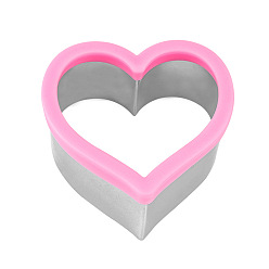 Pearl Pink 430 Stainless Steel Cookie Cutters, with PP Plastic Safety Cover, Heart, Pearl Pink, 100x45mm