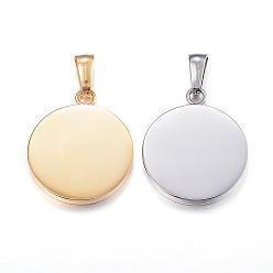 Mixed Color 304 Stainless Steel Pendants, Flat Round, Stamping Blank Tag, Mixed Color, 23.5x20x2mm, Hole: 3.5x7mm