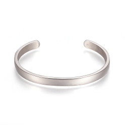 Stainless Steel Color 304 Stainless Steel Cuff Bangles, Stainless Steel Color, 2-1/4x1-5/8 inch(5.7x4cm), 8mm