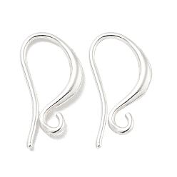 Серебро Латунные крючки для сережек, долговечный, без свинца и без кадмия, серебряные, 16x2 мм, отверстие : 1.7 мм, штифты : 0.8 мм