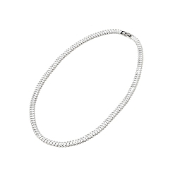 Stainless Steel Color Clear Cubic Zirconia Tennis Necklace, 304 Stainless Steel Link Chains Necklace for Women, Stainless Steel Color, 18.03 inch(45.8cm)