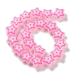 Ярко-Розовый Стеклянные бусины из имитации нефрита, с эмалью, звезда, ярко-розовый, 21.5x22x11 мм, отверстие : 1.3 мм, около 20 шт / нитка, 14.96 дюйм (38 см)