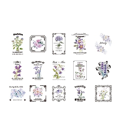 Plum 30Pcs Flower Pattern PET Sticker, Self-Adhesive Decals for DIY Album Scrapbook, Diary Decoration, Plum, 30~50mm
