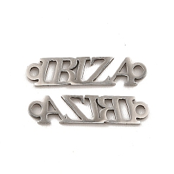 Stainless Steel Color 201 Stainless Steel Connector Charms, Hollow, Word IBIZA, Stainless Steel Color, 4x17x1mm, Hole: 1.4mm