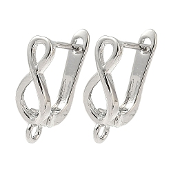 Платина Латунная фурнитура для хооп серег, бесконечность, без кадмия и без свинца, долговечный, стойки покрытие, платина, 16x5.5 мм, отверстие : 1.5 мм, штифты : 1 мм
