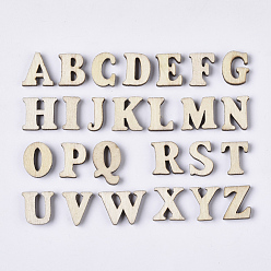PapayaWhip Laser Cut Wood Shapes, Unfinished Wooden Embellishments, Wooden Cabochons, Mixed Letters, Random Letters, PapayaWhip, 14.5~19.5x8~21.5x3.5mm