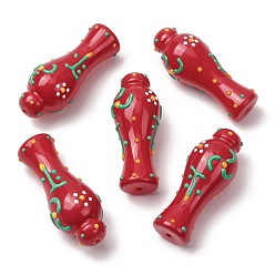 Rot Glasemailperlen, handgezeichnete Perlen, Vase, rot, 48x20 mm, Bohrung: 2 mm