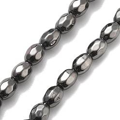 Металлическо-черное Гальванопокрытие Синтетических немагнитных гематит бисер нитей, граненые, овальные, покрытие черного цвета металла, 6.5~7x5x5 мм, отверстие : 1 мм, около 55 шт / нитка, 15.75'' (40 см)