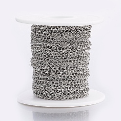 Stainless Steel Color 304 Stainless Steel Curb Chains, with Spool, for Jewelry Making, Soldered, Stainless Steel Color, 3.5x2.5x0.5mm, about 32.8 Feet(10m)/roll