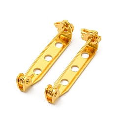 Golden Iron Brooch Findings, Back Bar Pins, Golden, 39.5x4.5mm, Hole: 2mm, pin: 0.5mm