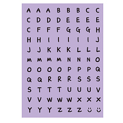 Purple Alphabet Initial Letter A~Z PVC Plastic Self-Adhesive Stickers, Purple, 140x100mm, Stickers: 9mm