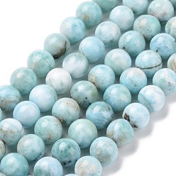 Larimar Brins de perles rondes en larimar naturel, classe ab, 8~8.5mm, Trou: 0.8mm, Environ 49 pcs/chapelet, 15.51'' (39.4 cm)