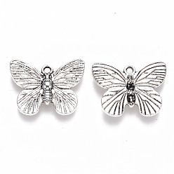 Antique Silver Tibetan Style Alloy Charms, Butterfly, Cadmium Free & Lead Free, Antique Silver, 14.5x18x2mm, Hole: 1.4mm, about 775pcs/1000g