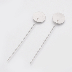 Stainless Steel Color 304 Stainless Steel Brooch Findings, Stainless Steel Color, 76.5x15mm, pin: 1mm