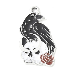 Skull Подвески из эмали и сплава, без кадмия, без никеля и без свинца, платина, стойки покрытие, череп, 26x15.5x1 мм, отверстие : 1.8 мм