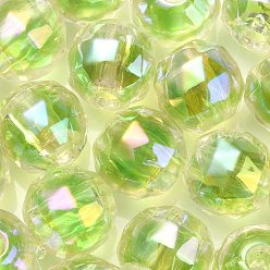 Lawn Green UV Plating Transparent Acrylic European Beads, Large Hole Beads, Round, Lawn Green, 13.5x13mm, Hole: 4mm