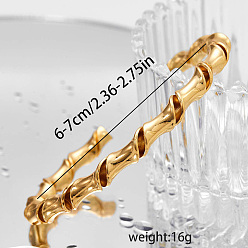 Золотой Латунь манжеты браслеты, браслеты в форме бамбука для женщин, золотые, внутренний диаметр: 2-3/8 дюйм (6 см) ~ 3-1/8 дюйм (8 см)