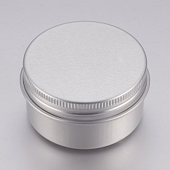 Platinum Round Aluminium Tin Cans, Aluminium Jar, Storage Containers for Cosmetic, Candles, Candies, with Screw Top Lid, Platinum, 4.6x2.5cm, Capacity: 30ml(1.01 fl. oz)