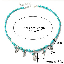 N2203-15 leaf style Natural Turquoise Necklace Vintage Bohemian Necklace Jewelry Bohemian Necklace