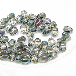 Gris Foncé Perles de verre tchèques transparentes, top foré, larme, gris foncé, 9x6mm
