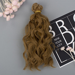 Dark Goldenrod High Temperature Fiber Long Instant Noodle Curly Hairstyle Doll Wig Hair, for DIY Girl BJD Makings Accessoriess, Dark Goldenrod, 150mm
