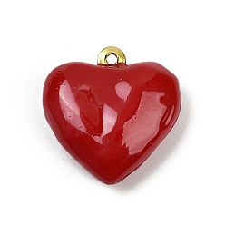 (123L) Белый крем непрозрачный блеск Латунь эмаль подвески, реальный 18 k позолоченный, шарма сердца, огнеупорный кирпич, 26.5x26x10 мм, отверстие : 1.6 мм