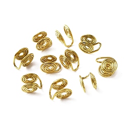 Golden 304 Stainless Steel Spiral Pad Cuff Earrings, Wire Wrap Jewelry for Non-pierced Ears, Golden, 13.5x10mm