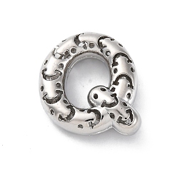 Letter Q Латунные подвески, стойки покрытие, долговечный, без кадмия и без свинца, подвески с полыми буквами, Буква Q, 22.5x21.5x7.5 мм, отверстие : 4.7x3 мм