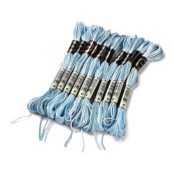 Sky Blue 10 Skeins 6-Ply Polyester Embroidery Floss, Cross Stitch Threads, Segment Dyed, Sky Blue, 0.5mm, about 8.75 Yards(8m)/skein