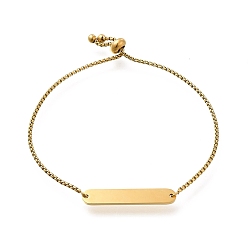 Oro 304 pulseras deslizantes de cadena de caja de acero inoxidable, pulseras de eslabones rectangulares ovalados en blanco para mujer, dorado, 10-1/4 pulgada (26.1 cm)