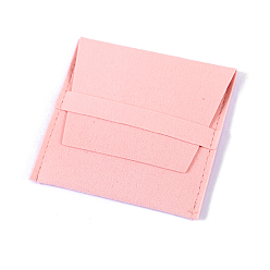 Pink Microfiber Jewelry Envelope Pouches with Flip Cover, Jewelry Storage Gift Bags, Square, Pink, 8x8cm