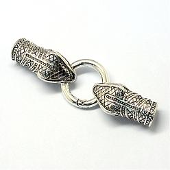 Antique Silver Alloy Spring Gate Rings, O Rings, with Cord Ends, Snake, Antique Silver, 6 Gauge, 81mm