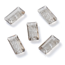 Satin Embossed Glass Rhinestone Pendants, Rectangle, Faceted, Satin, 14x7x4.2mm, Hole: 1.5mm