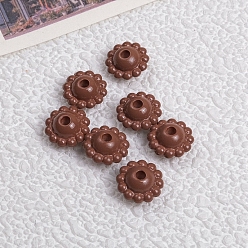 Saddle Brown Opaque Acrylic Beads, Flower, Saddle Brown, 9x5mm, Hole: 2mm