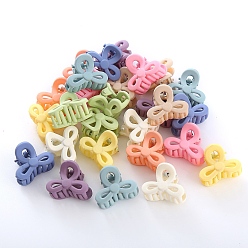 Mixed Color Bowknot Plastic Claw Hair Clips, with Iron Findings, for Girls, Mixed Color, 25mm