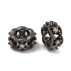 Черный Покрытие стойки латунь микропаве прозрачные кубические циркониевые бусины, без свинца и без кадмия, долговечный, круглые, чёрные, 8.5x4 мм, отверстие : 4.5 мм