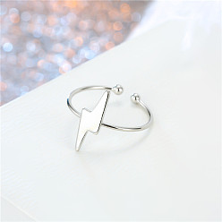 Flash Silver Stylish and Creative Lightning Moon Star Open Ring for Women