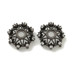 Черный Цвет Металла Покрытие стойки латунь микро паве прозрачные колпачки из кубического циркония, долговечный, без свинца и без кадмия, цветок, металлический черный , 17x7 мм, отверстие : 3 мм